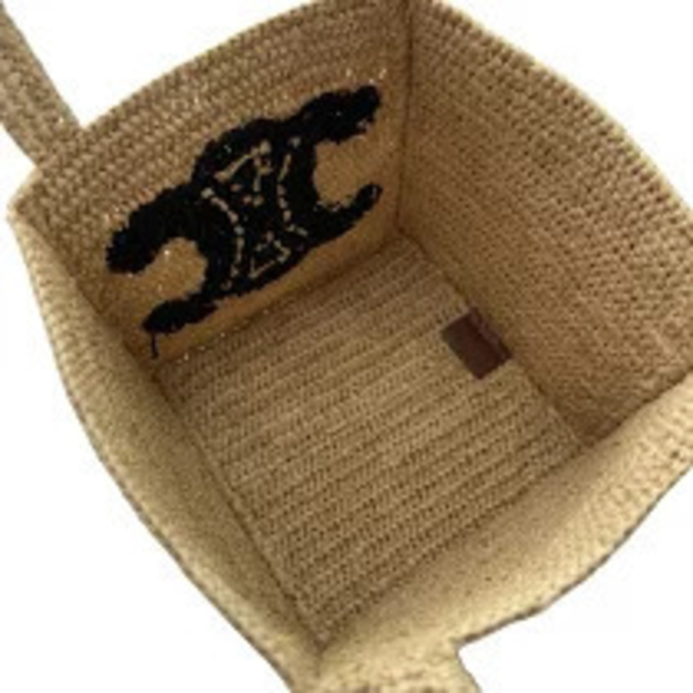 Celine Triomphe Raffia Cube Bag Beige Cream Black Handbag - Picture 10 of 12